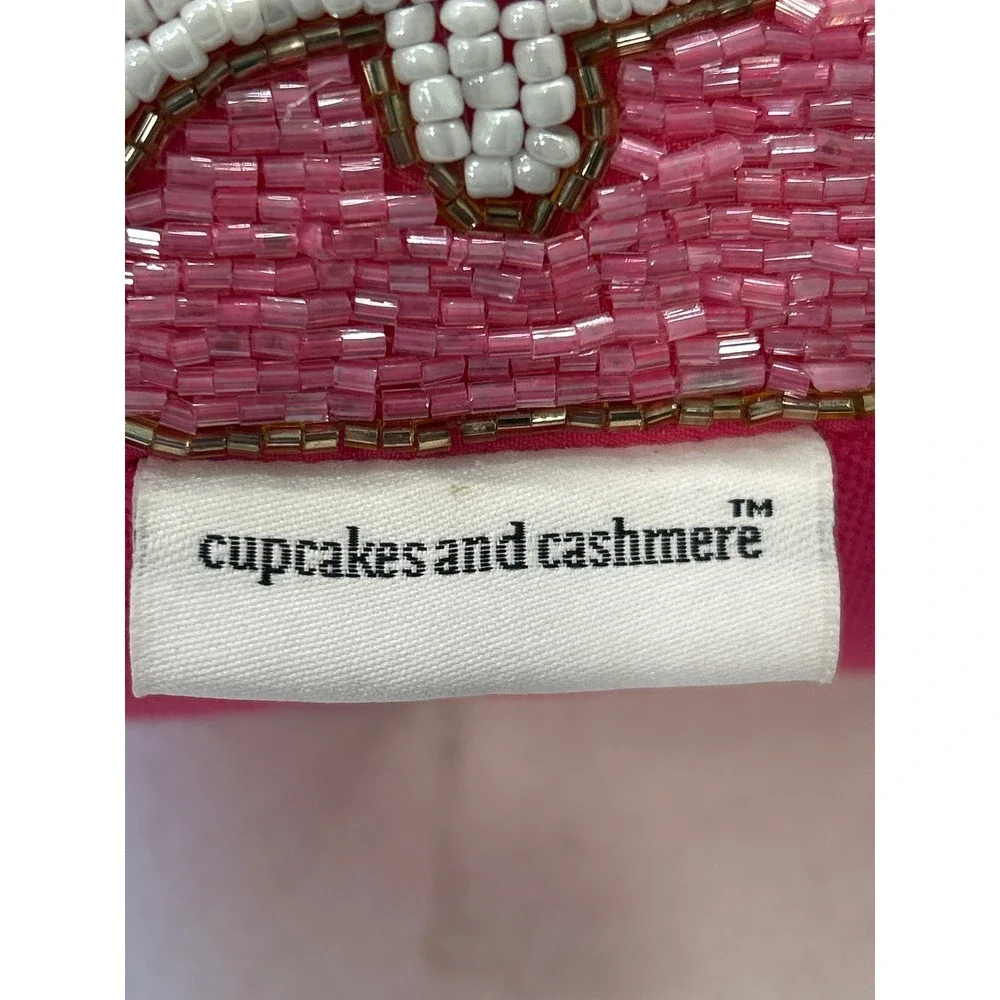 Cupcakes and Cashmere Pink Beaded Haunted House Ghost Halloween Decor Pillow